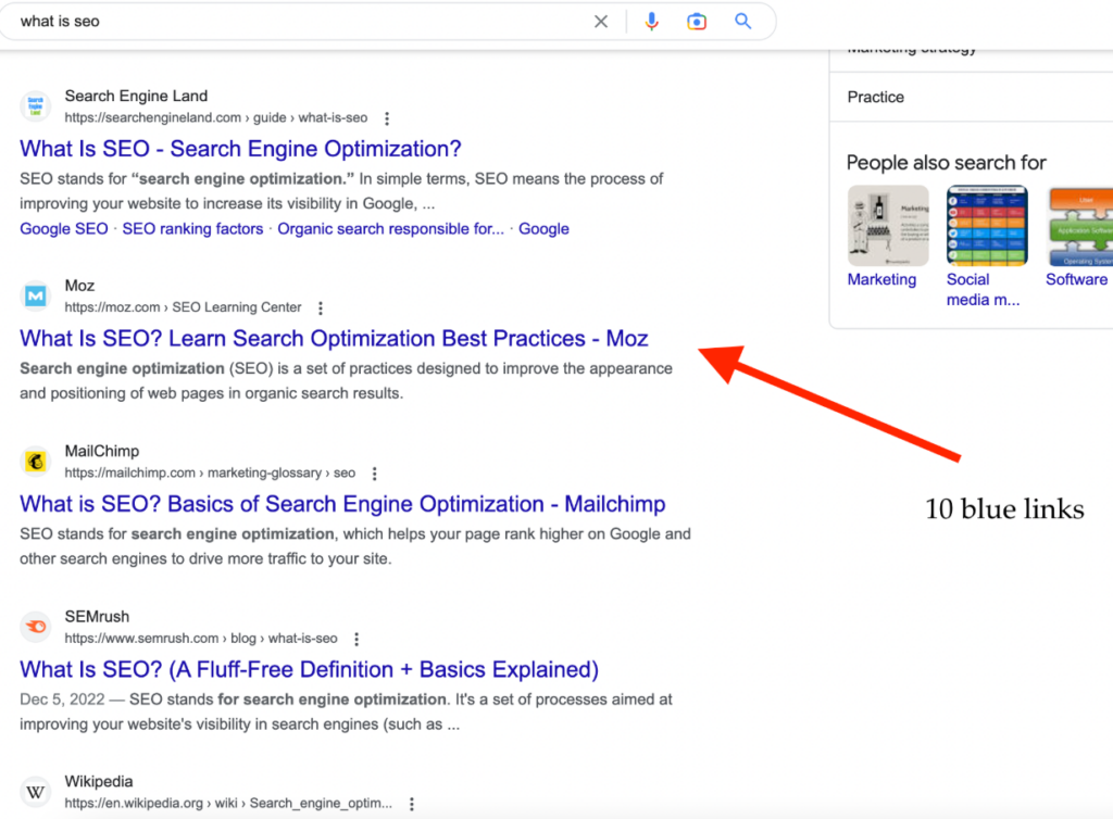 google search result sample